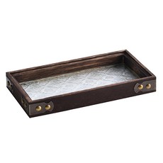 Homely Zakka 北歐復古木質海棠花輕奢玻璃托盤, 木色, 1個