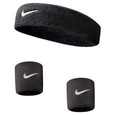 NIKE 耐吉 護腕帶髮帶組, 黑色, 1組