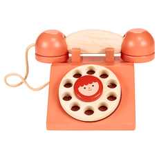 mentari 懷舊轉盤電話 MT7311, 適用年齡：2歲以上 櫸木電話玩具, 1組