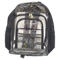 無塵後背包(透明 + 網袋)三層-黑, 42*32*12cm