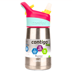 Contigo 296ML 保溫水壺 SUS304不鏽鋼材質 防漏水杯 AUTOSPOUT 技術, 桃紅色, ml, 1個