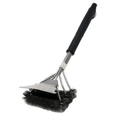 上手家居 長柄鋼刷 清潔刷/鐵刷/鋼絲刷/烤網刷/鐵鍋刷/不鏽鋼刷 堅固耐高溫 高效清潔頑固汙漬, 1支, 1入