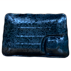 雲彩分格燒物盤 日本製 黑色 16.5cm, 1個