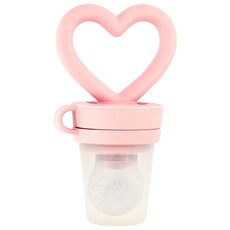 Firgi 愛心手把矽膠水果咬咬棒 - 韓國製，100%鉑金矽膠, 1個, 粉色