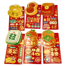 bebehome 發大財前掀蓋創意紅包袋, 加厚銅板紙, 尺寸8.8x16.8公分, 6個