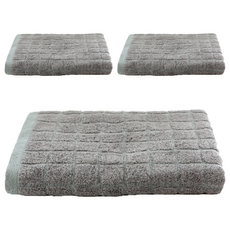 SHING LONG TEXTILE 台灣興隆毛巾 方格超吸水浴巾 尊貴灰 (127 x 74cm), 3條