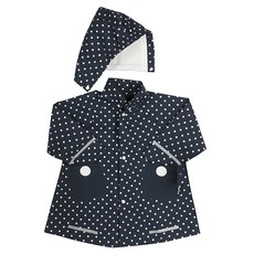 playshoes 超輕量可機洗連帽兒童雨衣外套-波點-深藍色, 輕便舒適，時尚可愛, 1入, 116