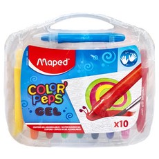 Maped 超滑順水溶性蠟筆 10色 旋轉筆桿設計 筆芯不易斷 不沾手 水彩般效果 大面積上色 覆蓋混色, 1盒