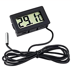 電子數顯溫度計 帶防水探頭 黑色 測量水溫 室溫 實驗室溫度, 1個