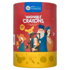 Jar Melo 原創美玩 創意美學兒童可水洗蠟筆套裝 48色 筆身堅固不易斷 筆桿設計較粗 易於抓握, 1組