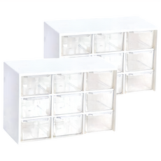 小物抽屜收納盒 Set 2個, 18 x 9.8 x 12cm, 9格, 白色