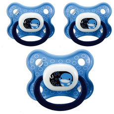 KU.KU Duckbill 酷咕鴨 繽紛安撫奶嘴, 柔軟矽膠材質 耐用安全, 初生 0歲以上, 藍色, 3個
