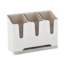 居家達人 簡約系壁掛式分格餐具/筷子筒瀝水收納架 - 23.5 x 9 x 17cm ABS+PS材質, 灰色, 1個