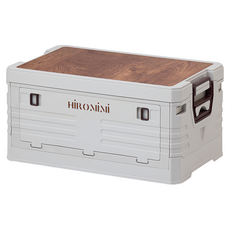 Hiromimi 摺疊收納箱 25L, 木蓋款 灰白色, 1個