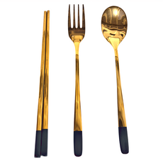 304不鏽鋼攜帶式餐具組 墨綠色, 20 x 4.5cm, 1組