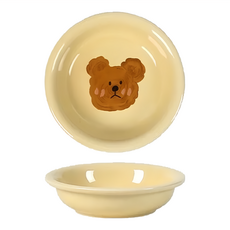 沐慕家居 陶瓷防滑餐具臭臉熊小碟, 混合色, 4個