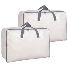 網格棉被收納袋, PVC尼龍材質, 防水防塵, 雙拉鍊設計, 穩固提手, 超強承重, 顏色隨機, 2個