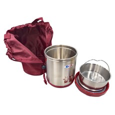 三光牌 K850B 蘇香二層高真空304不鏽鋼保溫飯盒 Set, 附提袋 0.85L, 紅色, 1盒