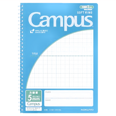 KOKUYO 國譽 Campus 軟線圈筆記本 方格，B5 尺寸，5mm方格，40頁, 藍色, 1本