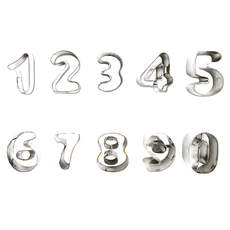 TRIARROW 三箭牌 不鏽鋼迷你數字餅乾模，10個一套, 8717S, 1組