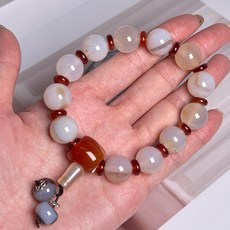 天然 白瑪瑙 + 紅瑪瑙手串