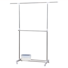 雙手萬能 不鏽鋼可伸縮單桿置衣架, 46306NA-YTC, 98-150 x 42 x 95-160cm
