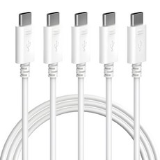 Value M Type C to Type C 超快速充電線5條組 60W, 白色, 1組, 15mm