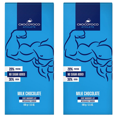 CHOCOYOCO 巧克優 無加糖牛奶巧克力 運動家系列 20% 濃縮乳清蛋白 36% 可可, 100g, 2片