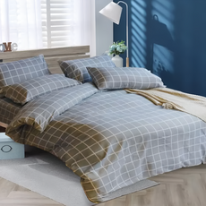 Blue Cat 藍貓 舒柔棉銀離子防螨抗菌印花床包枕套組, 格尚人生, 雙人, 床包 + 枕套 2個