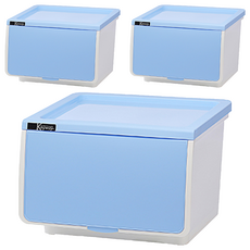 KEYWAY 聯府 歐米直取式收納箱, 藍色, 3個
