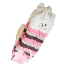 Bebehome 兒童款珊瑚絨保暖地板襪 23~25cm 粉咖小兔, 23 ~ 25cm