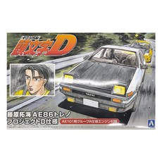 AOSHIMA 青島 1/24 頭文字D 藤原拓海 AE86 ProjectD仕樣 組裝模型 重現經典賽車, 1入