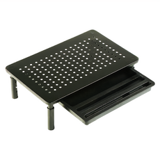 Ermutek 二木科技 三段式升降抽屜收納桌上型螢幕增高架 多功能螢幕收納架 黑色/SR-009-S, 1個