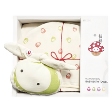 nIZio 招福小飛成長浴巾彌月禮組, G龍 綠色 + 咖啡色, 1組