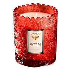 浮雕蕾絲香氛蠟燭, 200g, 1個, 絲絨玫瑰烏木