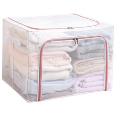 樂邦 雙開口PVC鋼架 100L 大容量 可疊加 拉鍊收納箱 藕粉色, 60 x 42 x 40cm, 1個