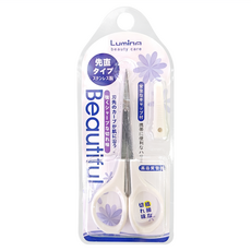 Lumina 露蜜 美型薄刃直剪, 指甲剪刀, 美甲工具, 白色, 附安全保護蓋, 1支
