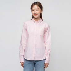 CARET 女款牛津襯衫，32支2合紗，長袖，粉色/白色/淺米色, L, 粉紅色