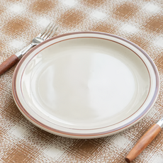 沐慕家居 陶瓷餐具 大圓盤 24cm, 咖啡線條, 1個