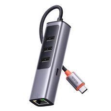 Mcdodo 麥多多 隨享系列 100W Type C 轉接器 五合一 + RJ45 帶3個USB3.0接口, 灰色, 1個