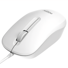 INTOPIC 光學有線靜音滑鼠 白色 MS-Q107-W，辦公室適用，靜音按鍵設計