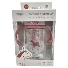 mugu 沐咕寶貝 小麥纖維 Tritan 重力球學習杯 350ml, Rose 粉紅獨角獸, 1個