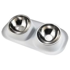 YOGiSSO 寵物雙口碗, 分離式碗架設計, 大容量設計, 防漏設計, 白色, 1個