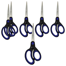 CutEdge 鋒銳 不沾膠萬用剪 6吋 藍色 - 辦公學習手工剪裁必備, 6支