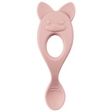 MOTHER-K 鉑金矽膠學習湯匙，適用於4個月以上嬰兒, 狐狸粉, 1支