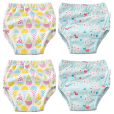 bebehome 日系6層紗學習褲 純棉紗布+TPU防水布+毛巾布 2組 小兔 冰淇淋, 小兔，冰淇淋, 90碼