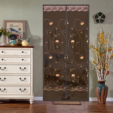 半島良品 魔術膠靜音磁吸防蚊門簾, 刺銹 咖色