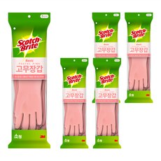 3M Scotch-Brite 百利 橡膠手套 5雙, 小, 粉色, 1組