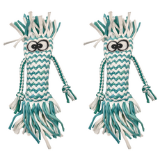 小小毛孩 會叫的棉繩人 寵物玩具 - 藍綠 2入組, 27 x 27cm, 2個