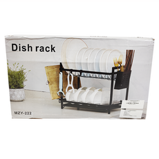 PINGE 碗筷收納架餐具碗碟瀝水架 1kg, 2層, 黑色, 1個